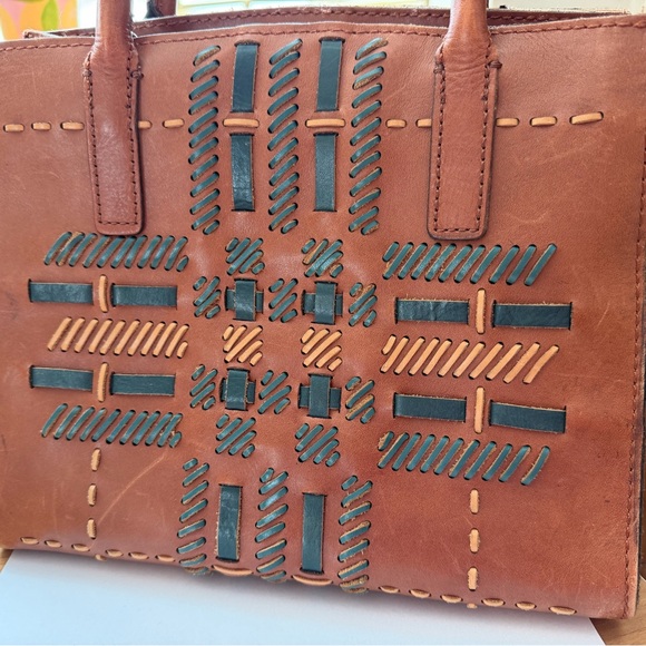 Patricia Nash Cognac Leather Satchel - Convertible to Crossbody - Picture 4 of 16